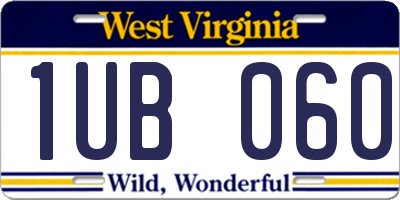 WV license plate 1UB060