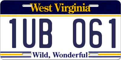 WV license plate 1UB061