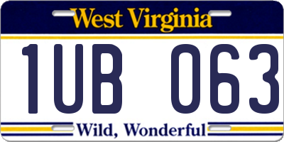 WV license plate 1UB063