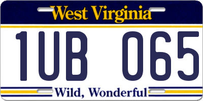 WV license plate 1UB065