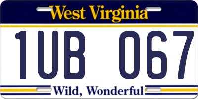 WV license plate 1UB067
