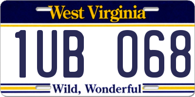 WV license plate 1UB068