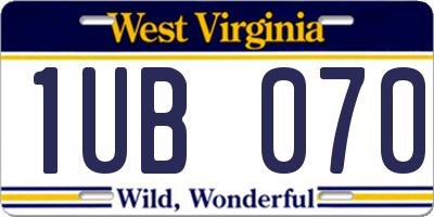 WV license plate 1UB070