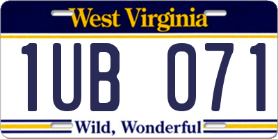 WV license plate 1UB071