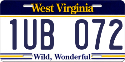 WV license plate 1UB072