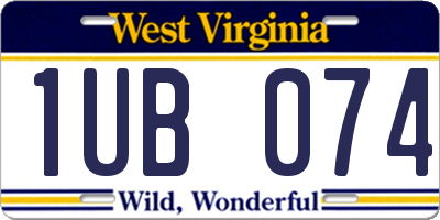 WV license plate 1UB074