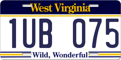 WV license plate 1UB075