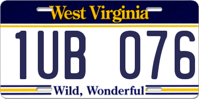 WV license plate 1UB076