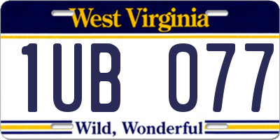 WV license plate 1UB077
