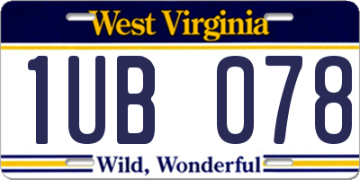 WV license plate 1UB078