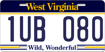 WV license plate 1UB080
