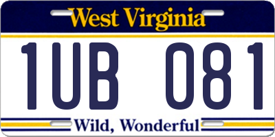 WV license plate 1UB081