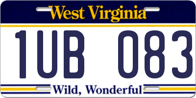 WV license plate 1UB083