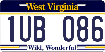WV license plate 1UB086