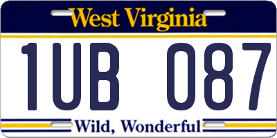 WV license plate 1UB087