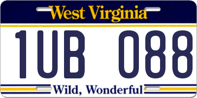 WV license plate 1UB088