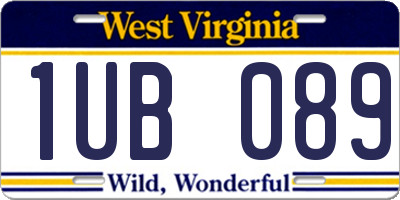WV license plate 1UB089