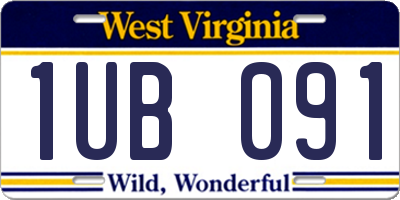 WV license plate 1UB091