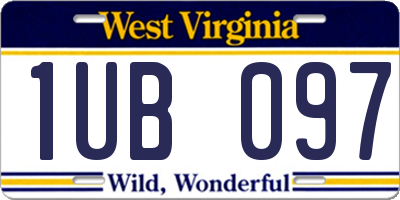 WV license plate 1UB097