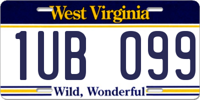 WV license plate 1UB099
