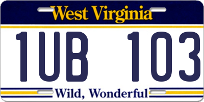 WV license plate 1UB103