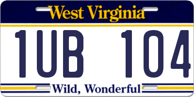 WV license plate 1UB104