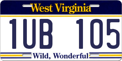 WV license plate 1UB105