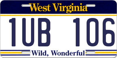 WV license plate 1UB106