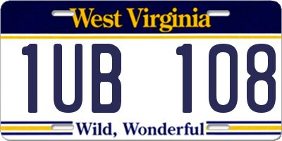 WV license plate 1UB108
