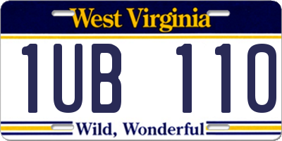 WV license plate 1UB110