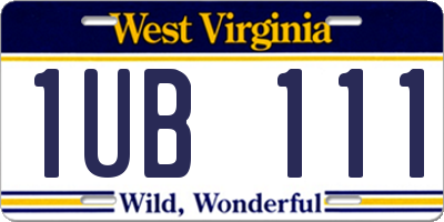 WV license plate 1UB111