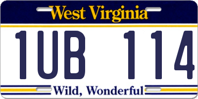 WV license plate 1UB114