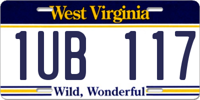 WV license plate 1UB117