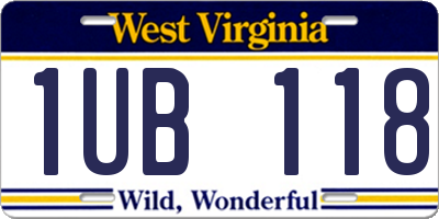 WV license plate 1UB118