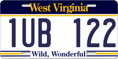 WV license plate 1UB122