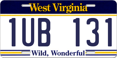 WV license plate 1UB131