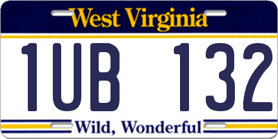 WV license plate 1UB132
