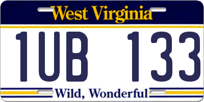 WV license plate 1UB133
