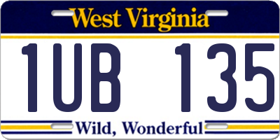 WV license plate 1UB135