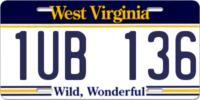 WV license plate 1UB136