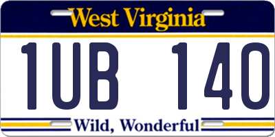 WV license plate 1UB140