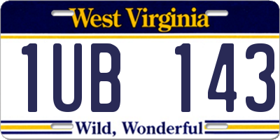WV license plate 1UB143