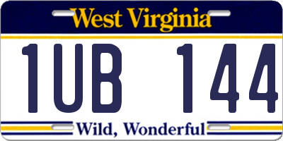 WV license plate 1UB144