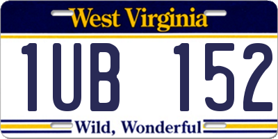 WV license plate 1UB152