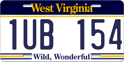 WV license plate 1UB154