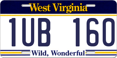 WV license plate 1UB160