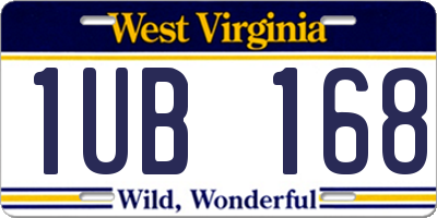 WV license plate 1UB168