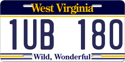 WV license plate 1UB180