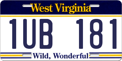 WV license plate 1UB181