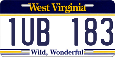 WV license plate 1UB183